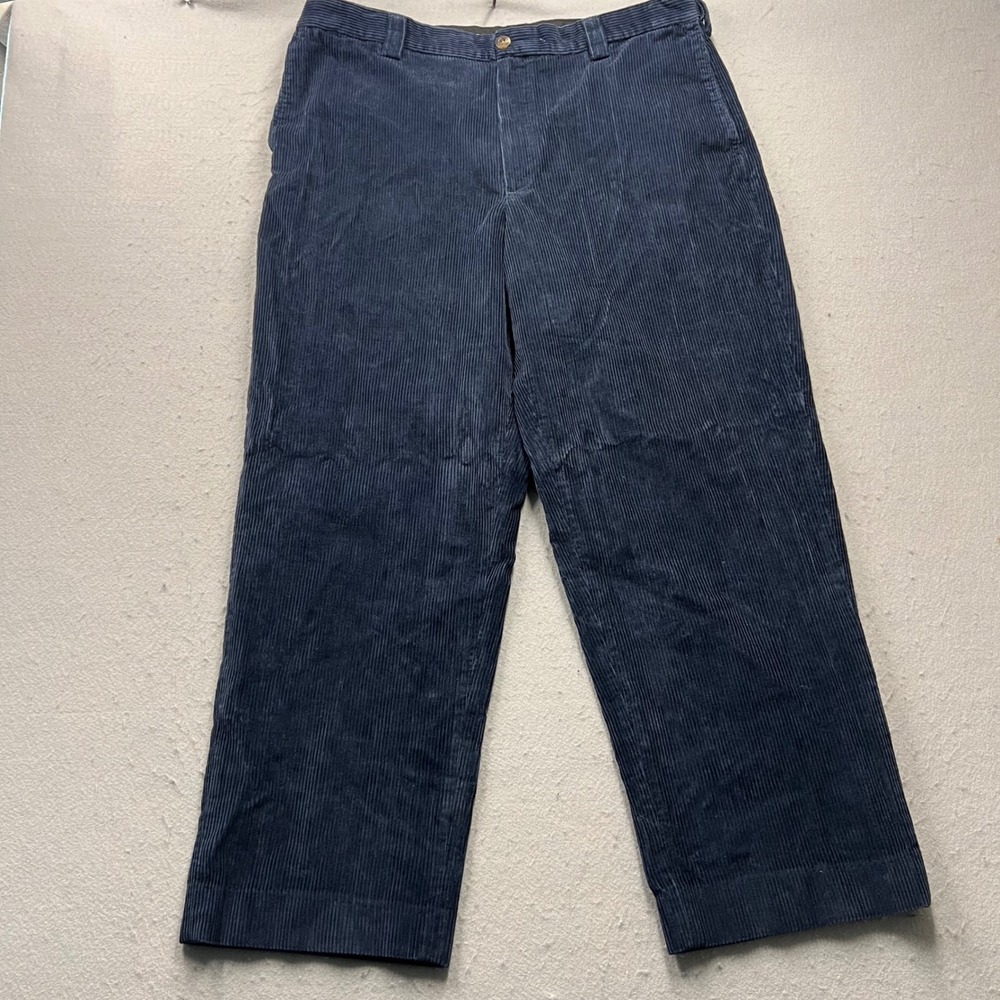 LL Bean Comfort Waist Corduroy Pants Mens 38 Navy Blue Wide Wale 285259